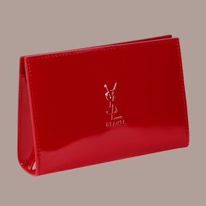 Red (Patent-Leather) Yves Saint Laurent Beauty Cosmetic-Makeup Bag/Clutch
